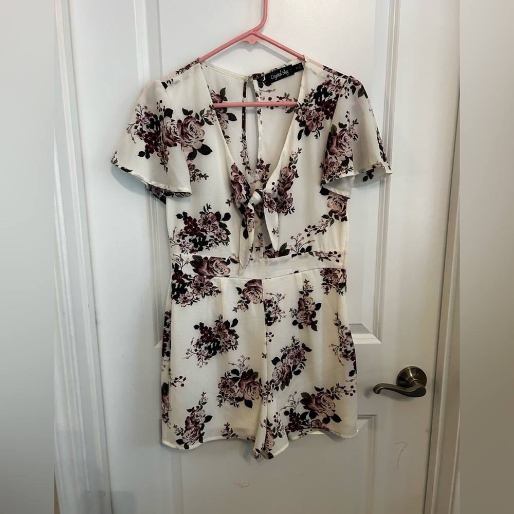 Crystal Sky White Floral Romper